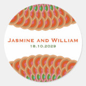 アールデコヴィンテージホタテFan Boho Asian 結婚's ラウンドシール (正面)