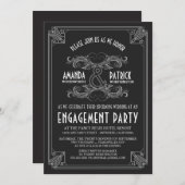 アールデコヴィンテージ婚約パーティ招待状 招待状 (正面/裏面)