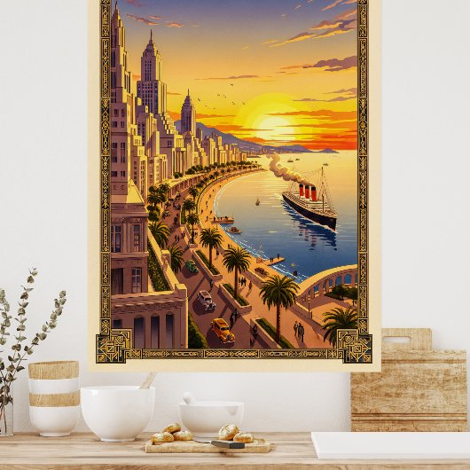 アールデコヴィンテージ旅行のポスターエレガント- Seaide ポスター (キッチン)