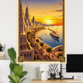 アールデコヴィンテージ旅行のポスターエレガント- Seaide ポスター (ホームオフィス)