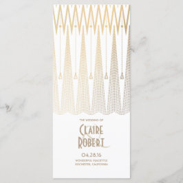 アールデコヴィンテージ白および金ゴールド結婚式 プログラム