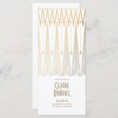 アールデコヴィンテージ白および金ゴールド結婚式 プログラム (正面/裏面)