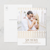 アールデコヴィンテージ白金ゴールド写真の保存日付 案内ポストカード (正面/裏面)