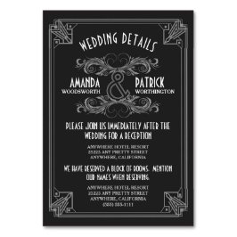 アールデコヴィンテージ結婚ブラックの挿入カード テーブルナンバー