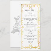 アールデコヴィンテージ結婚金ゴールドのフラットメニュー メニュー (正面/裏面)