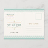 アールデコヴィンテージ金ゴールドとミント日付の保存 案内ポストカード (裏面)