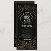 アールデコヴィンテージ金ゴールドと黒結婚式 プログラム (正面/裏面)