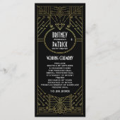 アールデコヴィンテージ金ゴールドと黒結婚式 プログラム (正面)