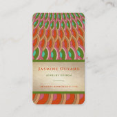 アールデコヴィンテージ金ゴールドホタテのファンパターンアジア 名刺 (正面)