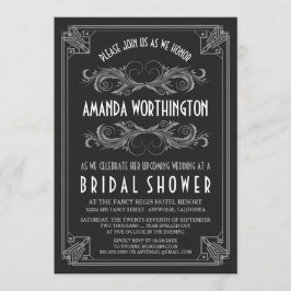 アールデコヴィンテージ銀ブライダルシャワー招待状 招待状