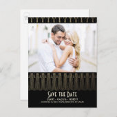 アールデコヴィンテージ黒金ゴールド写真の保存日付 案内ポストカード (正面/裏面)