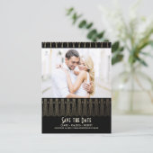 アールデコヴィンテージ黒金ゴールド写真の保存日付 案内ポストカード (スタンド正面)