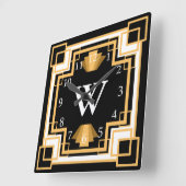 アールデコヴィンテージ1920s幾何学的パターンカスタム スクエア壁時計 (傾斜)