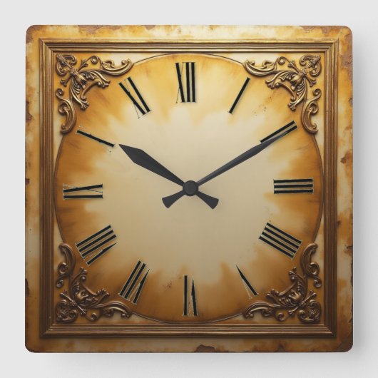 アールデコヴィンテージ スクエア壁時計 (正面)