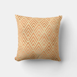 アールデコ三角形ジオメトリ暖かい金ゴールド銅黄 クッション