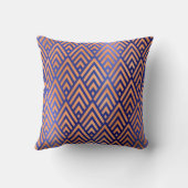 アールデコ三角形ジオメトリ暖かい銅コバルトブルー クッション (裏面)