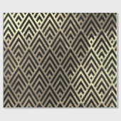 アールデコ三角形ダイヤモンドブラックフェイク金ゴールドジオメトリ ラッピングペーパー (フラット)