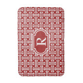 アールデコ中国のフレット、ダーク赤と白 バスマット (正面縦)