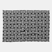 アールデコ中国のフレット、白黒 キッチンタオル (横)