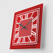 アールデコ中国の、赤 スクエア壁時計 (傾斜)