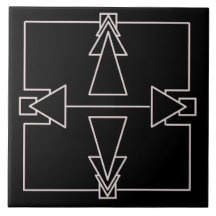 アールデコ二重矢印タイル銀色と黒