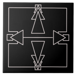 アールデコ二重矢印タイル銀色と黒 タイル