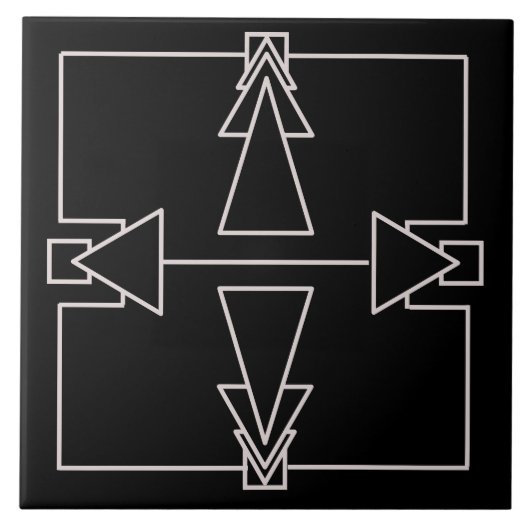 アールデコ二重矢印タイル銀色と黒 タイル (正面)