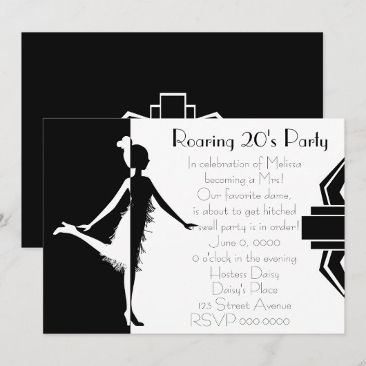 アールデコ人形 招待状 (正面/裏面)