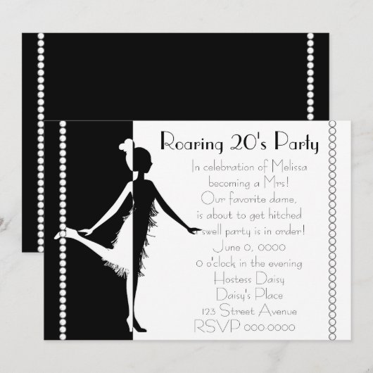 アールデコ人形（真珠） 招待状 (正面/裏面)