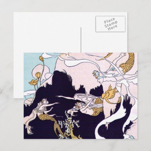 アールデコ人魚 ポストカード (正面/裏面)