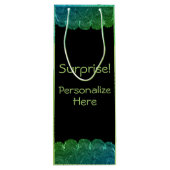 アールデコ仮面の女性ヴィンテージサプライズグリーンブラック ワインギフトバッグ (裏面)