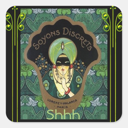 アールデコ仮面女性ヴィンテージ スクエアシール (正面)