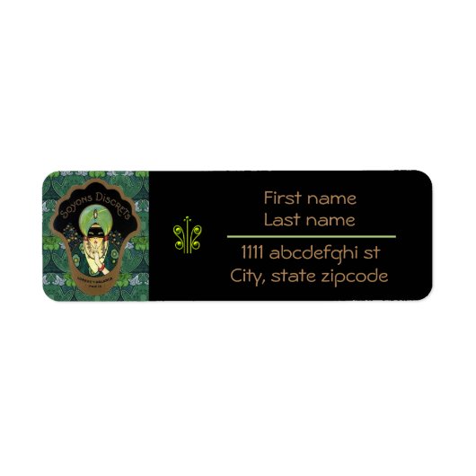 アールデコ仮面女性ヴィンテージ ラベル (正面)