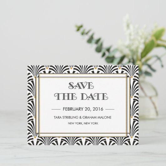 アールデコ保存日付招待状 セーブザデート (スタンド正面)