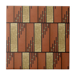 アールデコ入力金ゴールドとタン タイル