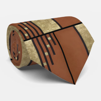 アールデコ入力金ゴールドとタン ネクタイ