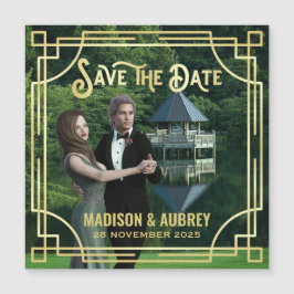 アールデコ写真金ゴールドエレガントの追加日付の保存