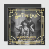 アールデコ写真金ゴールドエレガントの追加日付の保存 (正面/裏面)