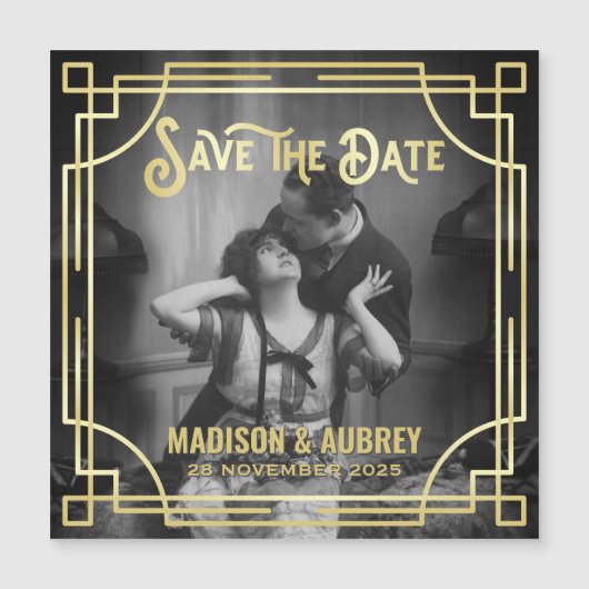 アールデコ写真金ゴールドエレガントの追加日付の保存 (正面)