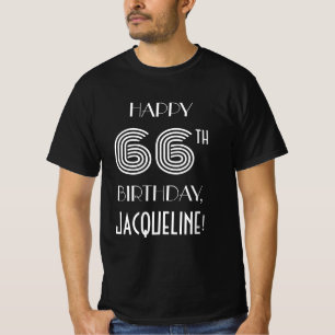 アールデコ刺激を受けたスタイル66歳の誕生パーティーのシャツ Tシャツ