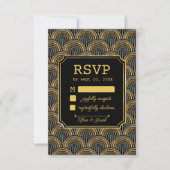 アールデコ刺繍風結婚式RSVPカード 出欠カード (正面)