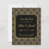 アールデコ刺繍風Save the Date ウェディング 招待状 (正面)