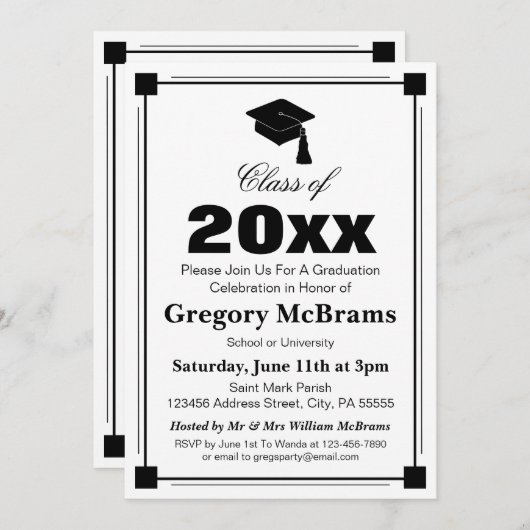 アールデコ卒業党 招待状 (正面/裏面)