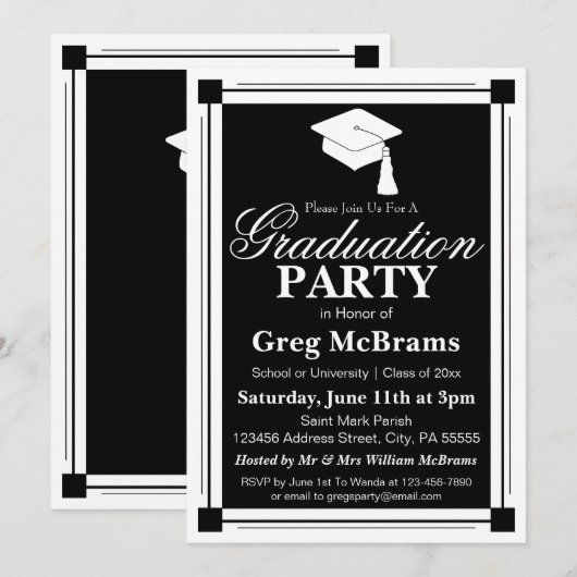 アールデコ卒業党 招待状 (正面/裏面)