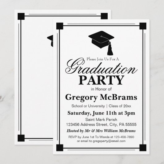 アールデコ卒業党 招待状 (正面/裏面)