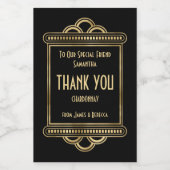 アールデコ名の受信者サンキューがブラック金ゴールドを優先 ワインラベル (シングルラベル)