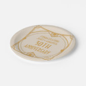 アールデコ名40周年記念結婚パールクリーム ペーパープレート (アングル)