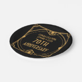 アールデコ名70周年結婚ブラック ペーパープレート (アングル)