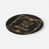 アールデコ名75結婚th Anniversary Black ペーパープレート (アングル)