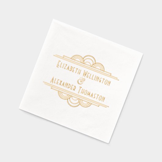 アールデコ名#3の結婚カップル 箔ナプキン (左)